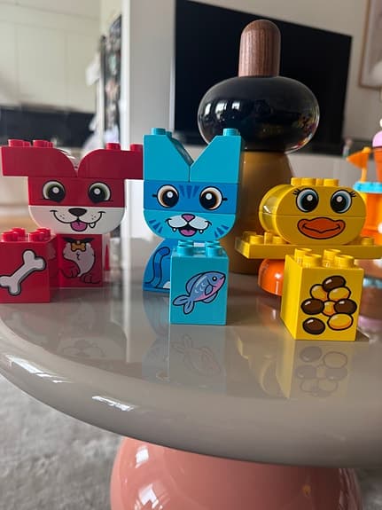 LEGO DUPLO djurfigurer hund katt anka