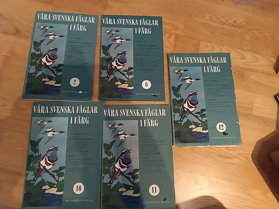 Våra svenska fåglar i färg – bokserie med fågelplanscher 2, 6, 10, 11, 12