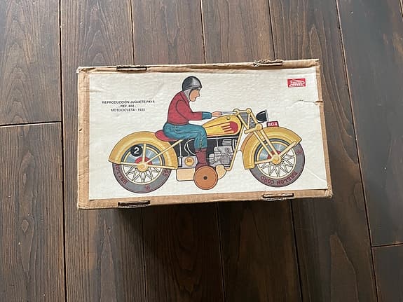 PAYA plåtleksak motorcykel – Ref. 804 (1933) med box & certifikat