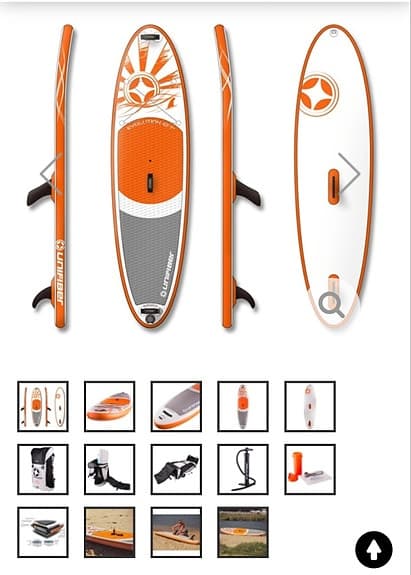 Unifiber uppblåsbar SUP-bräda med segel och paddel orange/vit