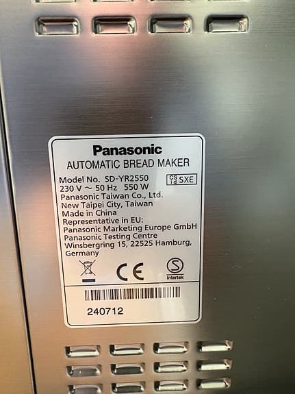 Panasonic SD-YR2550 bakmaskin rostfri