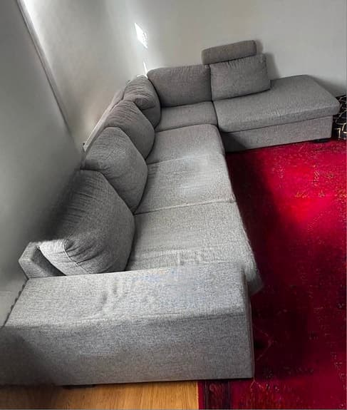 L-formad divan soffa grå från Mio