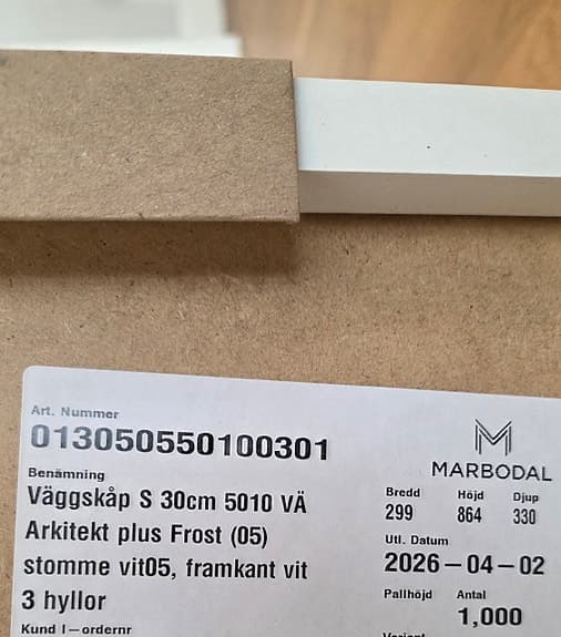 Helt nya Skåpstommar marbodalkök frostvit