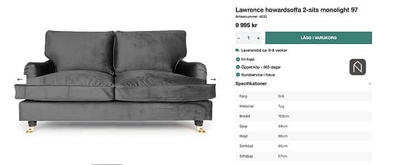 Howardsoffa i sammet