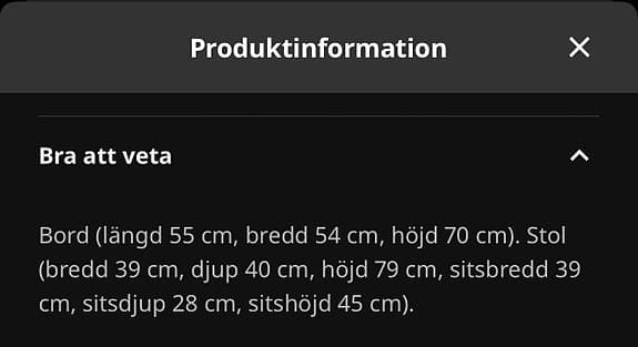 Balkongmöbelset bord och 2 stolar trä/metall Ikea Tärnö