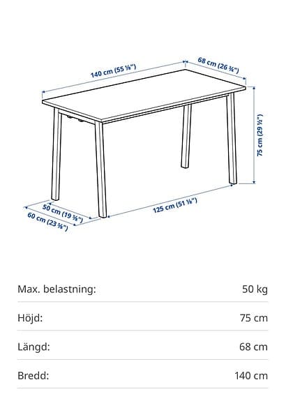 MITTZON konferensbord 140x68 cm – björkfaner/vit
