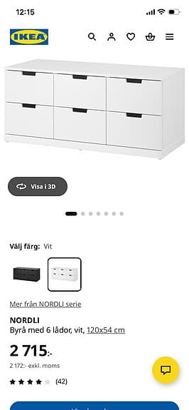 Ikea byrå Nordli 6 lådor