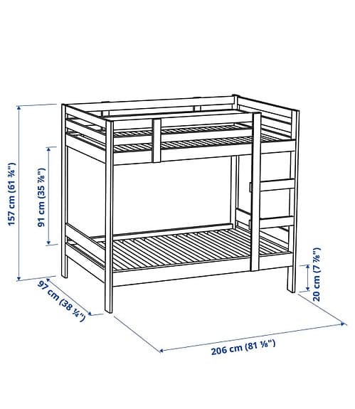 IKEA våningssäng med madrasser 90x200 vit