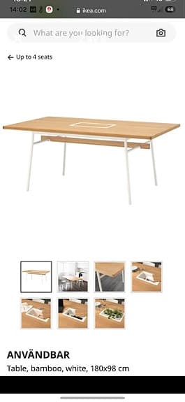 IKEA matbord med kabelhål trä och vitt