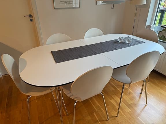 6 st Mio Milton matstolar vit/krom – stapelbara