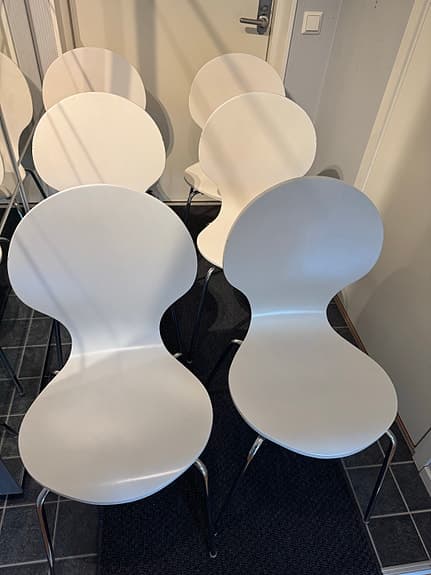 6 st Mio Milton matstolar vit/krom – stapelbara