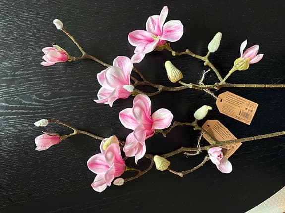 Konstgjorda orkidé och magnolia kvistar vit och rosa ca 70 cm