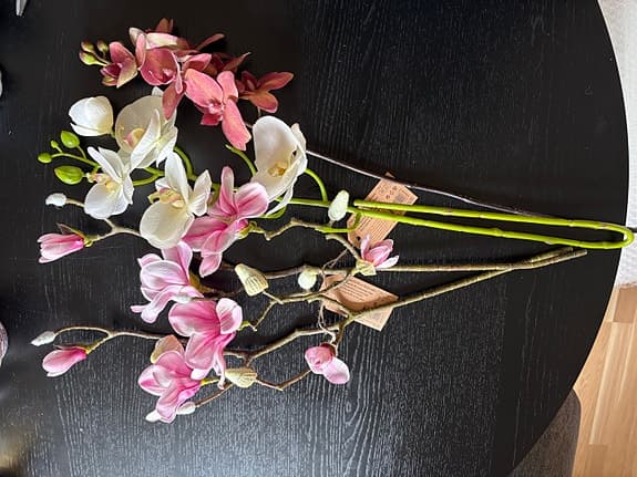 Konstgjorda orkidé och magnolia kvistar vit och rosa ca 70 cm