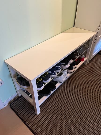 IKEA vit skoställ/bänk med två hyllplan