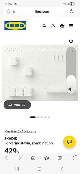 Skådis förvaringstavla 2 st m. div tillbehör IKEA