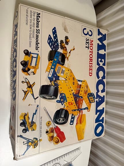 Vintage Meccano 3 Motorised Set – Made in England, Original Box
