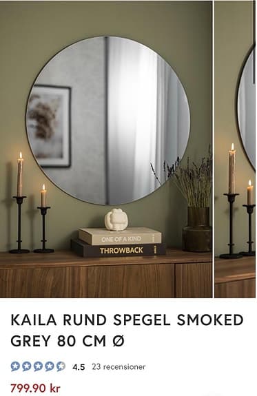 Jotex Kaila rund spegel smoked