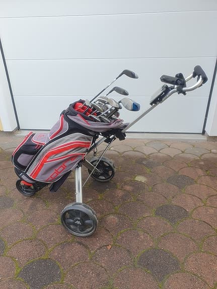 Golfset dam med vagn och bag