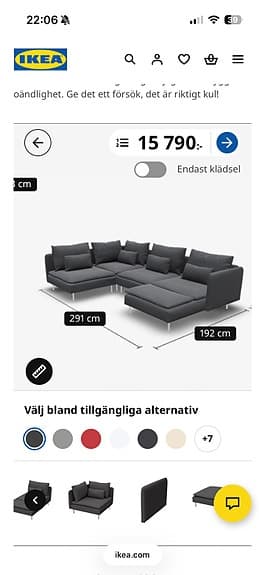 Söderhamn 4-sits soffa grå