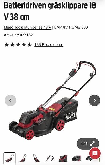 Meec Tools gräsklippare röd/svart