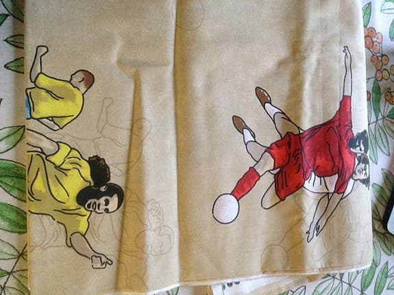 Tyg fotbollsmotiv 100% bomull. 2,5 m & 1,40 . Nytt .