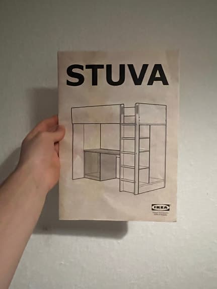 IKEA STUVA loftsäng med skrivbord och förvaring vit/röd