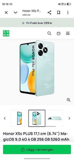 Honar X5C plus 256gb helt ny oöpnad