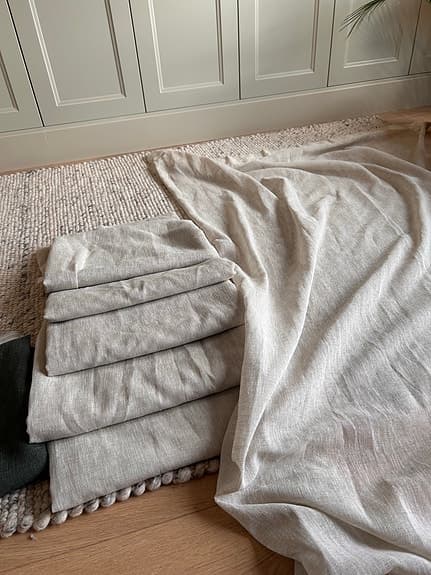 Hemtex gardinlängder linnebeige med veckband