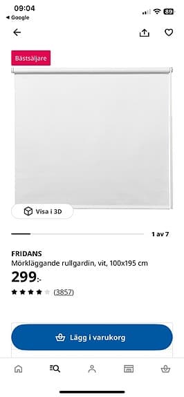 IKEA mörkläggningsgardin Fridans