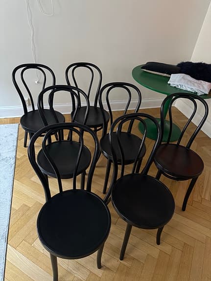 IKEA Öglan svarta matstolar i trä 7st