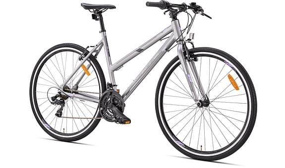 Hybrid damcykel 28" 21 växlad, fast framgaffel, 52 cm. Grå/Lila