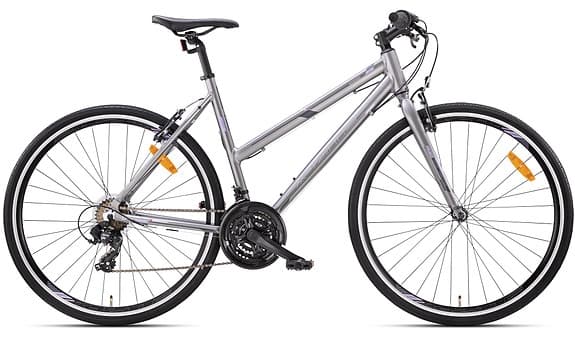 Hybrid damcykel 28" 21 växlad, fast framgaffel, 52 cm. Grå/Lila