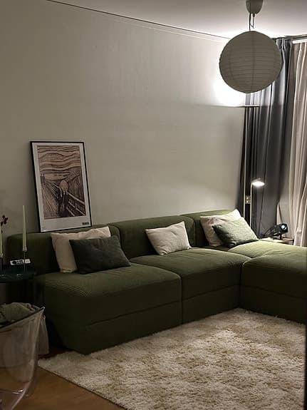 IKEA grön modulsoffa med schäslong