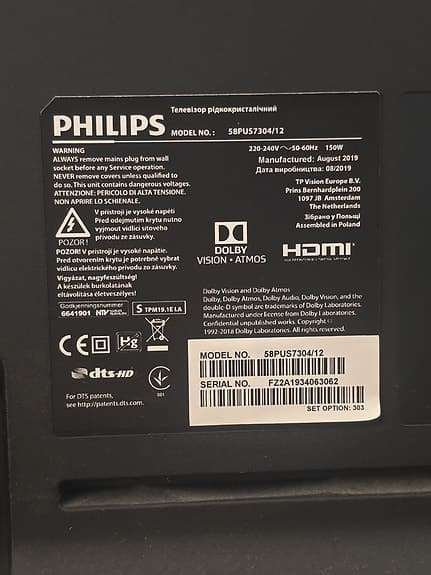 Philips 58PUS7304/12 – Ljud men ingen bild – Säljes som reservdelar