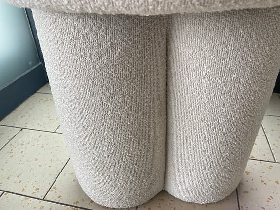 Ny vit bouclé pall rund 45x45 cm, sittpall fotpall, fraktfritt