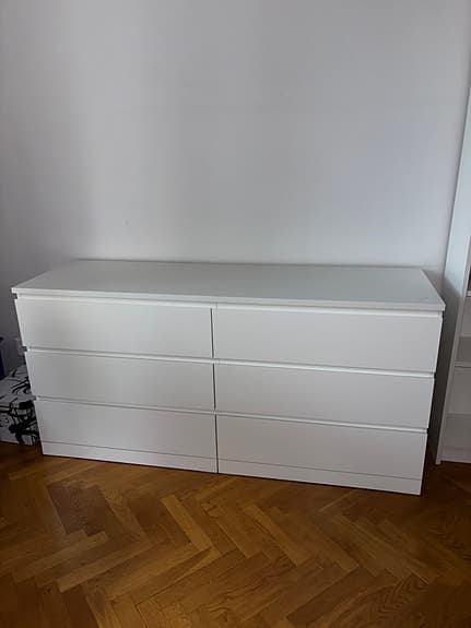 MALM Byrå Ikea 6 lådor vit
