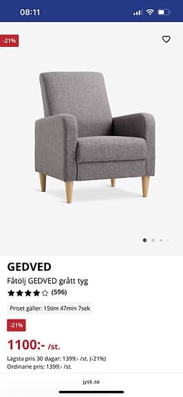 Soffa och fåtölj från Jysk