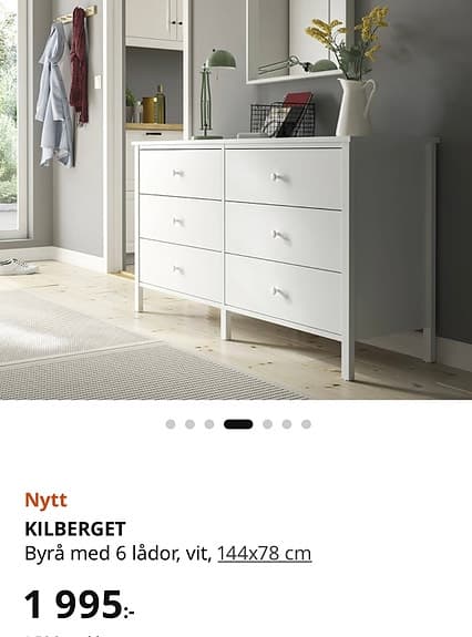IKEA KILBERGET byrå med 6 lådor vit
