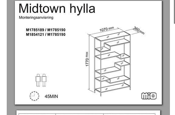 Mio Midtown hylla svart metall