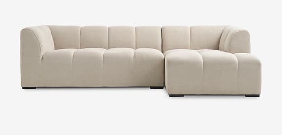 Schäslongsoffa Allese vänster bege tyg
