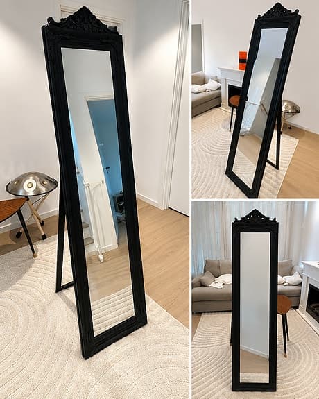 Helkroppsspegel med svart ram 180x43cm