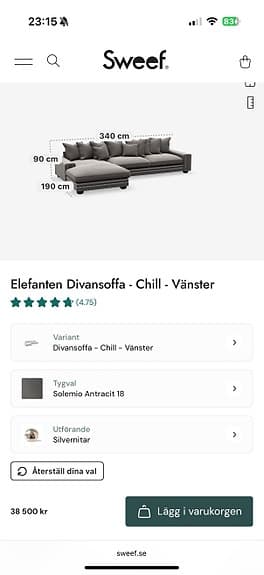 Sweef Elefanten Divansoffa