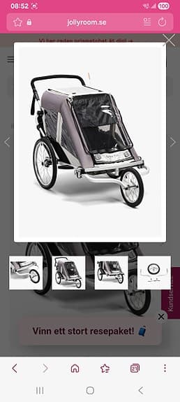Cykelvagn, joggingkit samt regnskydd