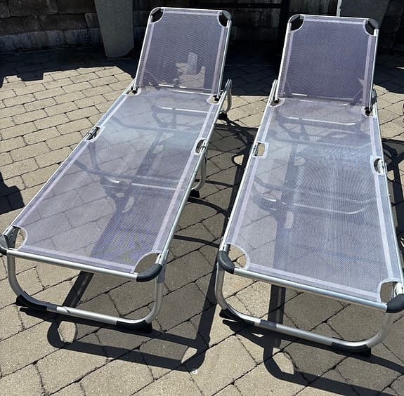 2 st solstolar solsängar i aluminiumram grå