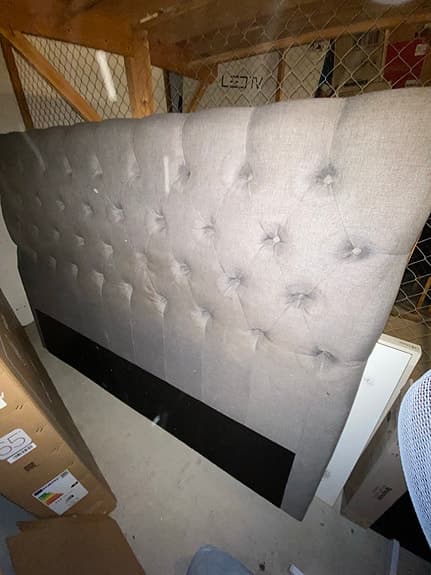 IKEA sänggavel tyg klädd grå