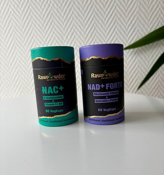 Rawpowder NAC+ och NAD+ Forte kosttillskott 2-pack