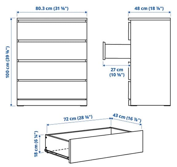 IKEA MALM byrå – svartbrun