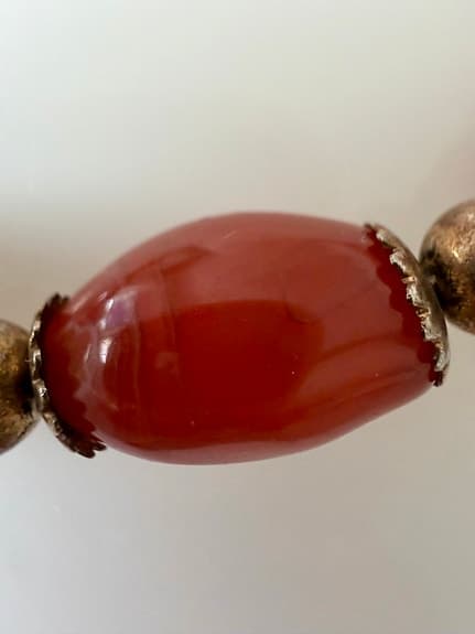 Vintage halsband med äkta karneol – stora handslipade stenar – 46 cm – 40 g