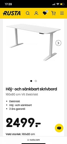 Elektriskt höj- och sänkbart skrivbord 160x80 cm vitt