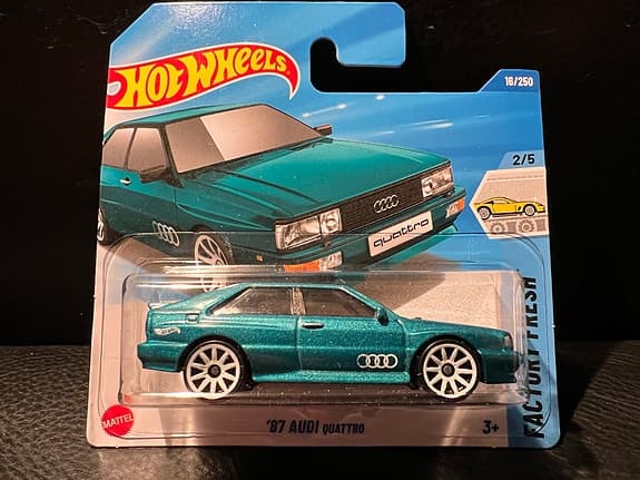 Hot Wheels ’87 Audi Quattro leksaksbil grön